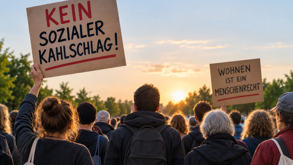 Demonstranten mit Plakaten